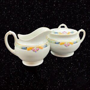 Vintage Thomas Bavaria Admiral Gold Rimmed Fine China Sugar Creamer Set